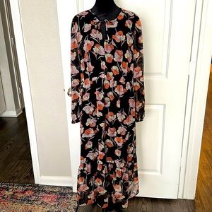 Sheer floral midi dress